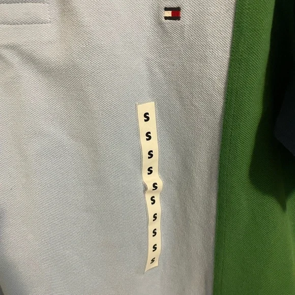 Sz US S Tommy Hilfiger Blue and Green Polo Shirt with Color-Block Design - Picture 5 of 5